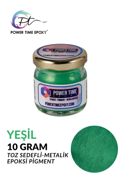 POWER TIME EPOXY Sedefli Metalik Toz Pigment Boya / Yeşil / Epoksi Için ürün görseli 1