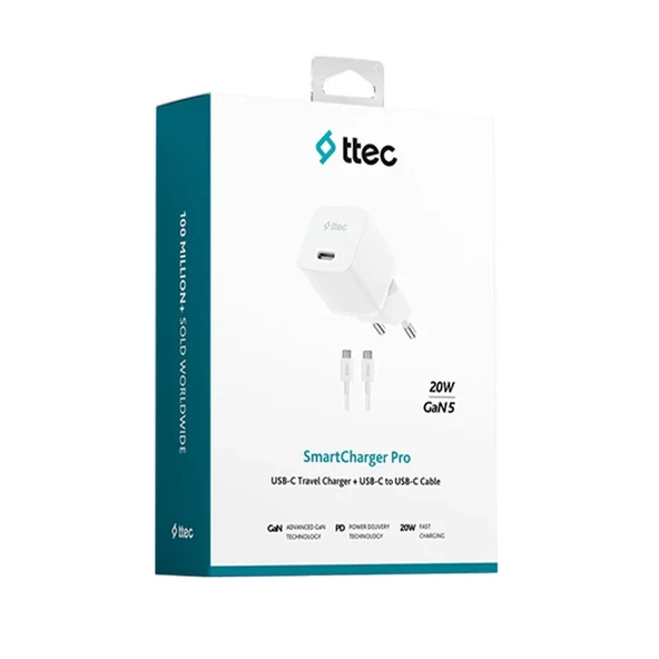 TTEC 2SCP01CB 20W PD HIZLI ŞARJ CİHAZI + TYPE C - TYPE C KABLO ürün görseli 1