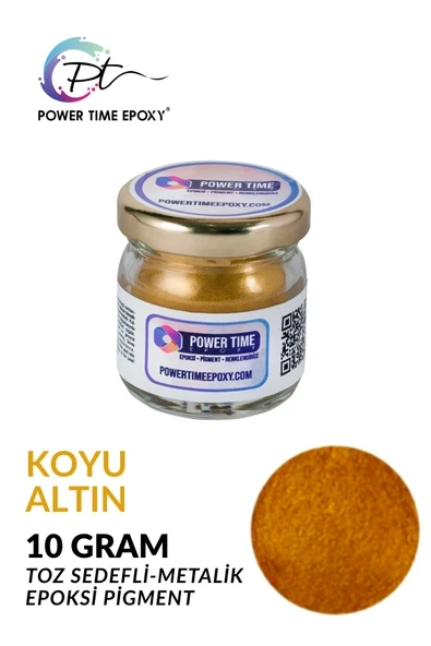 POWER TIME EPOXY Sedefli Metalik Toz Pigment Boya / Koyu Altın / Deep Gold Epoksi Için ürün görseli 1