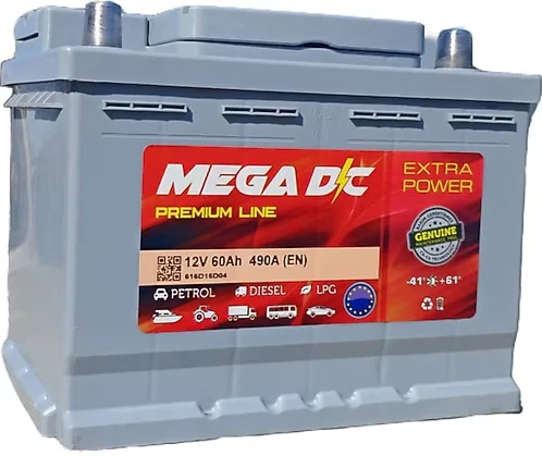 Mega DC 12V 60 Ah (Amper) 490 CCA Akü - Eski İadesiz ürün görseli 1