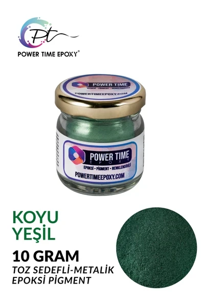 POWER TIME EPOXY Sedefli Metalik Toz Pigment Boya / Koyu Yeşil / Epoksi Için ürün görseli 1