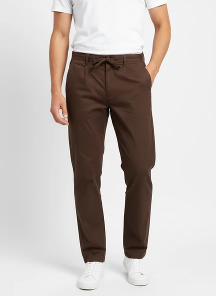 Only & Sons   ONSLEE TAPERED 0007 COT LIN STRING PANT Erkek Kahverengi Pantolon - 22036356 ürün görseli 1