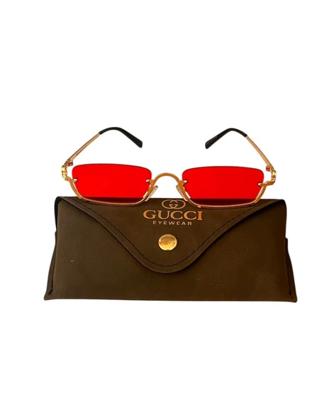 GUCCİ KIRMIZI CAM YARI ÇERÇEVELİ KADIN GÜNEŞ GÖZLÜĞÜ NEW SEASON ürün görseli 1