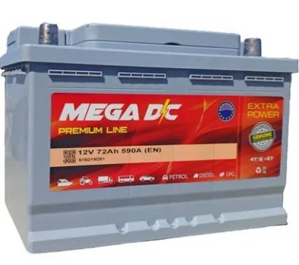 Mega DC 12V 72 Ah (Amper) 590 CCA Akü - Eski İadesiz ürün görseli 1