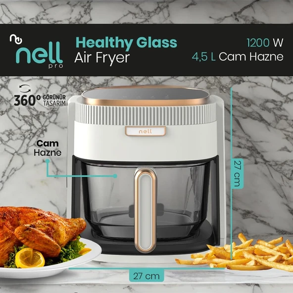 Nell Sağlıklı Cam Hazneli 4,5 Litre Airfryer ürün görseli 1