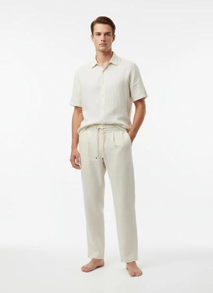 Only & Sons   ONSWAKE LOOSE TAPERED 0329 PANT FRML Erkek Beyaz Pantolon - 22037262 ürün görseli 1