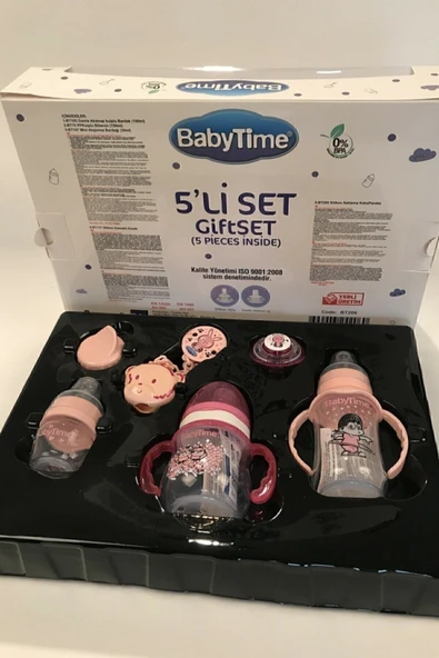 Babytime Baby Time 5'li Mavi Biberon Ve Emzik Seti Pembe ürün görseli 1