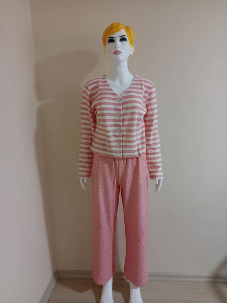 DOWRY PEMBE CROP PİJAMA TAKIMI ürün görseli 1