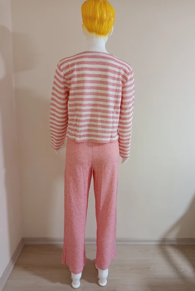 DOWRY PEMBE CROP PİJAMA TAKIMI - Resim 4