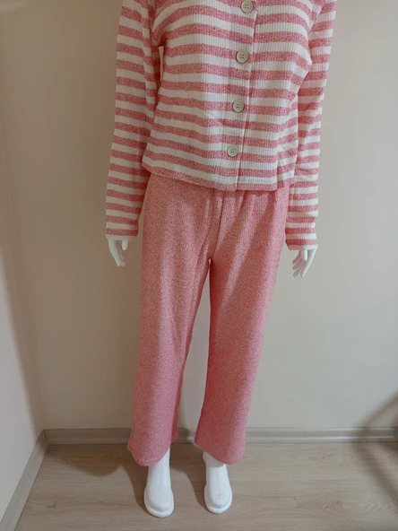 DOWRY PEMBE CROP PİJAMA TAKIMI - Resim 3