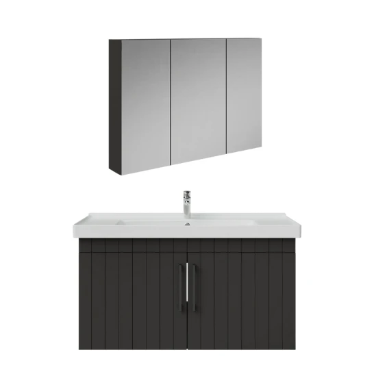 Creavit D20 Kapaklı Lavabo Dolabı Dolaplı Ayna Takımı Antrasit Lake 100 cm ürün görseli 1