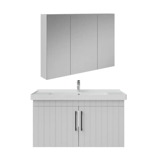 Creavit D20 Kapaklı Lavabo Dolabı Dolaplı Ayna Takımı Beyaz Lake 100 cm ürün görseli 1