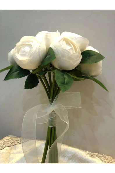 Nimet tasarım Beyaz şakayık gelin buketi gelin çiçeği,nikah çiçeği ürün görseli 1