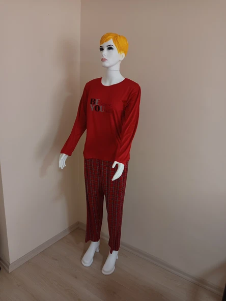 DOWRY KIRMIZI PİJAMA TAKIMI ürün görseli 1