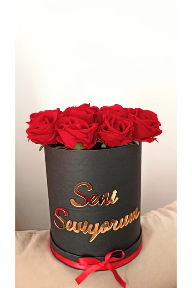 Merveparti Hediye güller ,seni seviyorum kutuda çiçek,söz cicegi ürün görseli 1