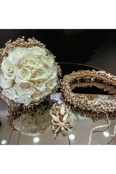 Gezer Nikah Şekeri Gelin El Çiçeği Yaka Çiçeği Taç ürün görseli 1