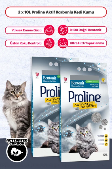 Proline Aktif Karbonlu Topaklanan Kedi Kumu 10 Lt X 2 Adet ürün görseli 1