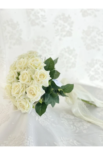 Etika Wedding Gül Gelin Çiçeği, Beyaz Gül Gelin Buketi ürün görseli 1