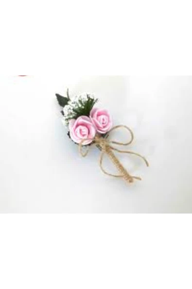 Merveparti Pembe Güllü Damat Yaka Çiçeği ürün görseli 1