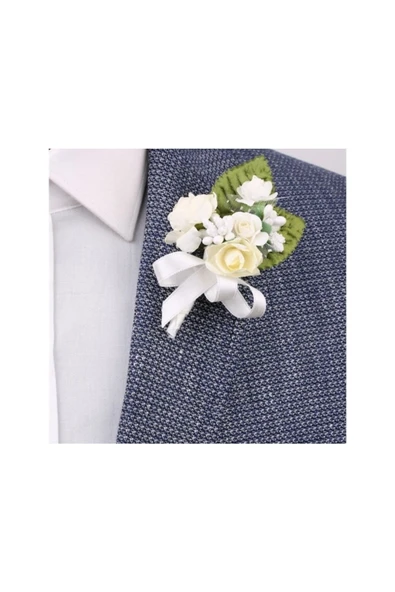 Merveparti Krem Gül Damat Yaka Çiçeği. ürün görseli 1
