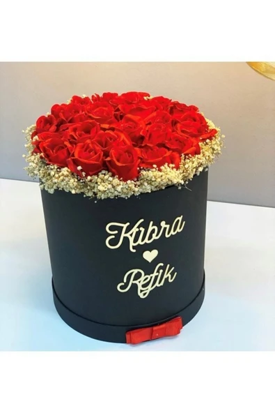 GELİN ÇİÇEĞİ EN İYİSİ Silindir Kutuda Kırmızı Kadife Güller Kız İsteme Çiçeği ürün görseli 1