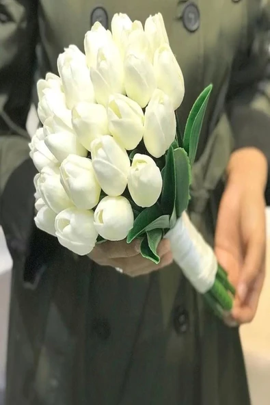 fesleğen çiçek Gelin Buketi Kırık Beyaz Renk Islak Lale Damat Yaka Çiçeği ürün görseli 1