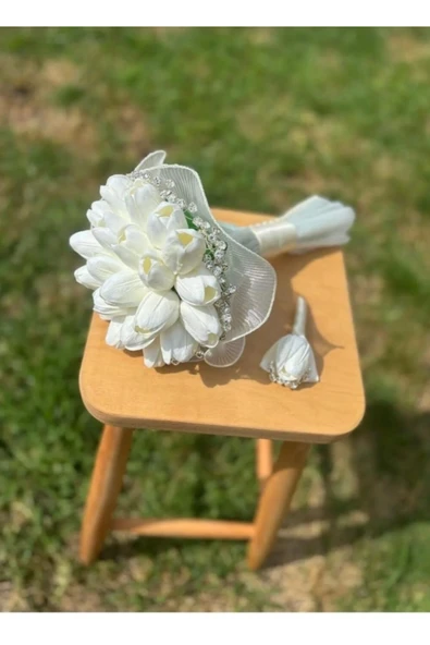 Merveparti Taşlı Gelin Buketi Yeni Sezon ürün görseli 1