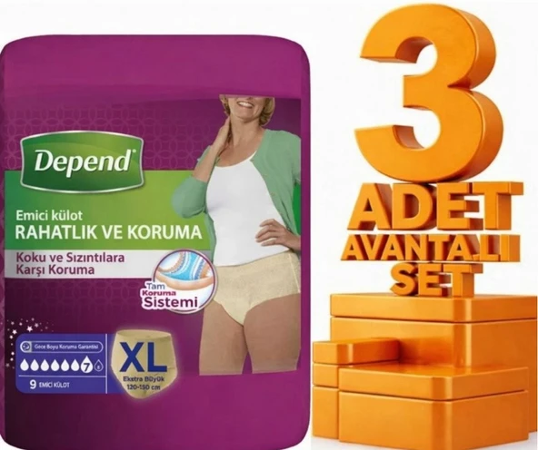 Depend Emici Külot Kadın Ekstra Büyük Boy XL 27 Adet Hasta Bezi ürün görseli 1