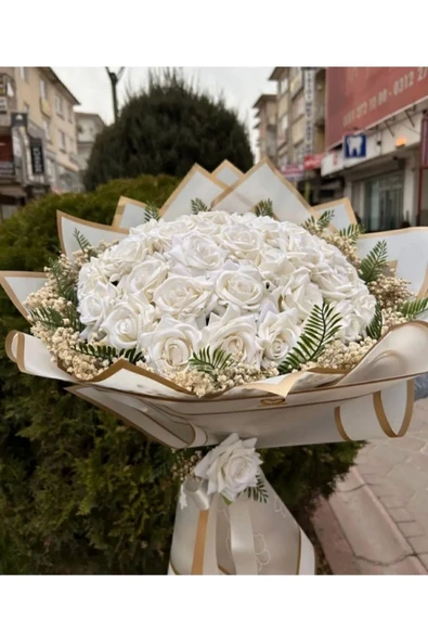 Merveparti 50 gül isteme buketi ,söz cicegi isteme çiçeği,gul ürün görseli 1