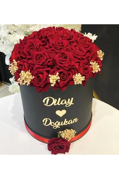 GELİN ÇİÇEĞİ EN İYİSİ Silindir Kutuda Kırmızı Kadife Yapay Güller Kız Isteme Çiçeği - Nişan- Söz - Sevgiliye ürün görseli 1