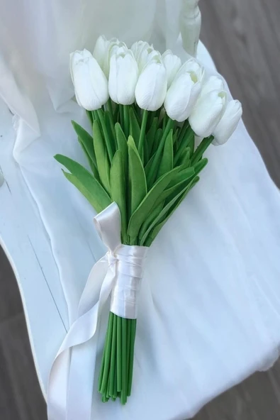 fesleğen çiçek Gelin Buketi Kırık Beyaz Renk Kaliteli Islak Lale Damat Yaka Çiçeği ürün görseli 1