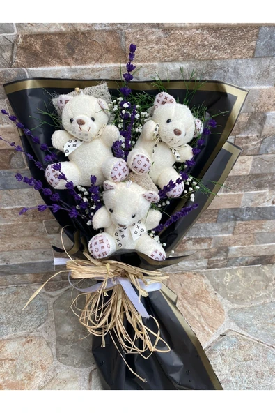 peluş 3’lü Lavantalı Ayıcık Buketi - Resim 2