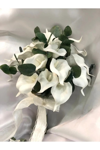 Florista Islak Gala Ve Okaliptüslü Gelin Buketi ürün görseli 1