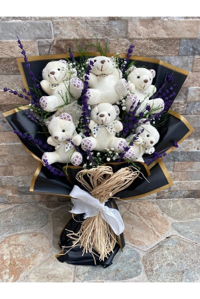 peluş 6’lı Lavantalı Ayıcık Buketi ürün görseli 1