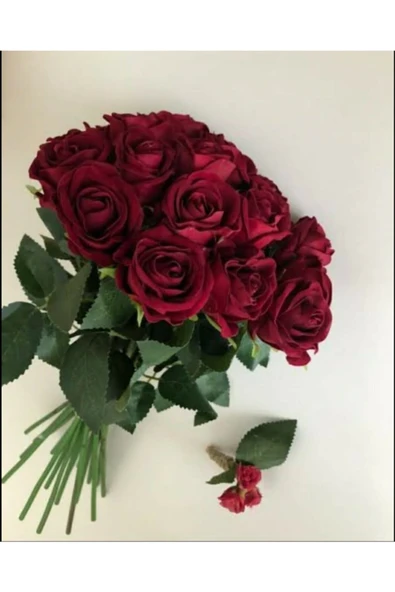 Merveparti Kadife Kırmızı Gül Gelin Buketi ,ve Damat Yaka Çiçeği Gelin Çiçeği Düğün Kına Nişan ürün görseli 1