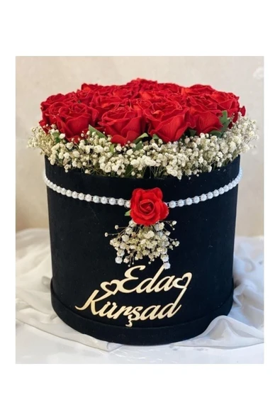 GELİN ÇİÇEĞİ EN İYİSİ Silindir Kutuda Kırmızı Yapay Güller Kız Isteme Çiçeği - Söz - Nişan - Sevgiliye ürün görseli 1