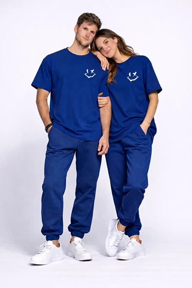 Sevgili Kombini Çift Tişört Oversize Unisex Uyumlu Çift Kombin 2'li Set ürün görseli 1