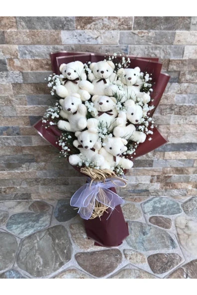 Flowers Beyaz Ayıcık Buketi ürün görseli 1