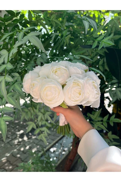 Pika Şakayık Gelin Buketi - Beyaz Şakayık Gelin Çiçeği - Atma Çiçeği - Nikah Çiçeği - Gelin Atma Çiçeği ürün görseli 1