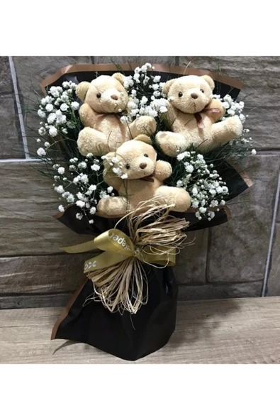 peluş 3 Lü Ayıcık Buketi ürün görseli 1