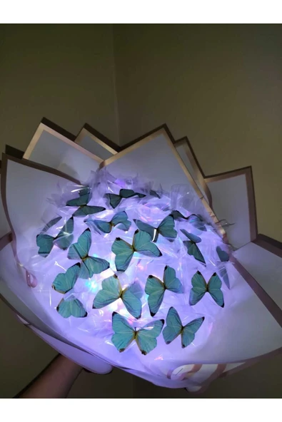 As Çiçek Evi Led ışıklı kelebek buketi - Resim 4