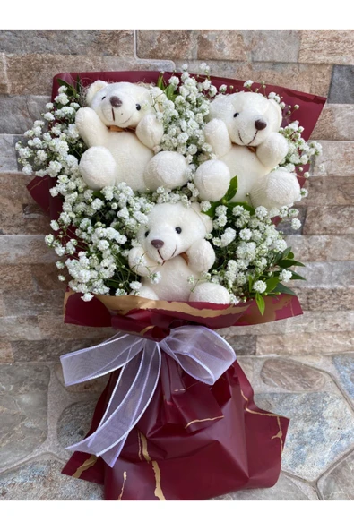 peluş Tasarım 3 Lü Ayıcık Buketi ürün görseli 1