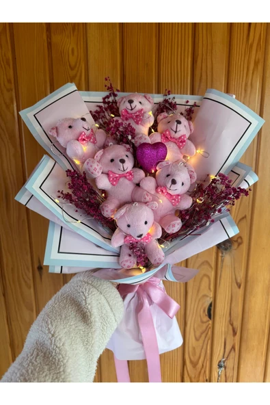 Hatice Ledli Pembe Ayıcık Buketi, Doğum Günü Hediyes, Pembe Ayıcık Buketi, Sevgiliye Hediye ürün görseli 1