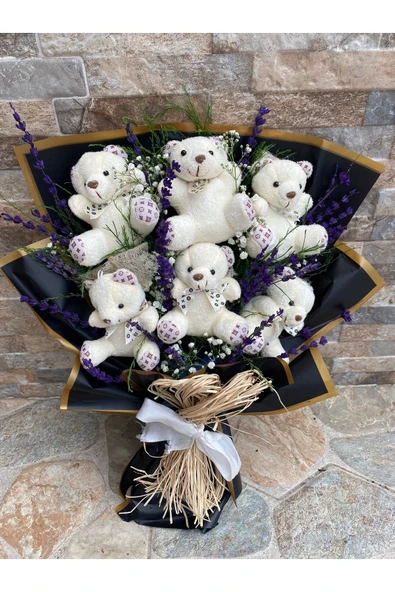 peluş 6’lı Lavantalı Ayıcık Buketi - Resim 2