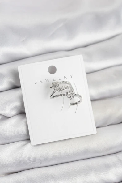 Gümüş Renk Zirkon Taşlı Yıldız Model Kıkırdak Earcuff Küpe ürün görseli 1