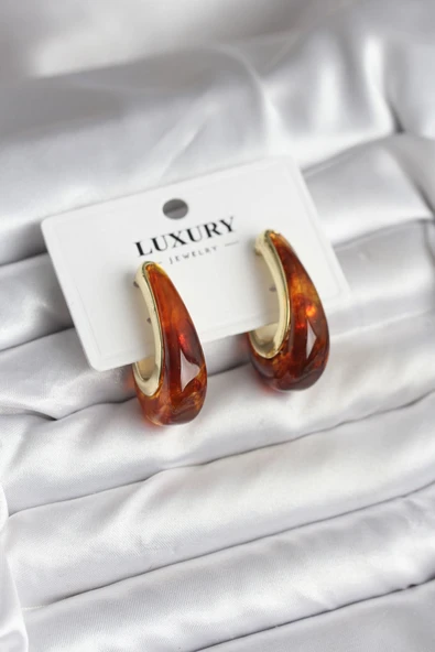 Pirinç Gold Renk Kahverengi Vintage Kadın Küpe ürün görseli 1