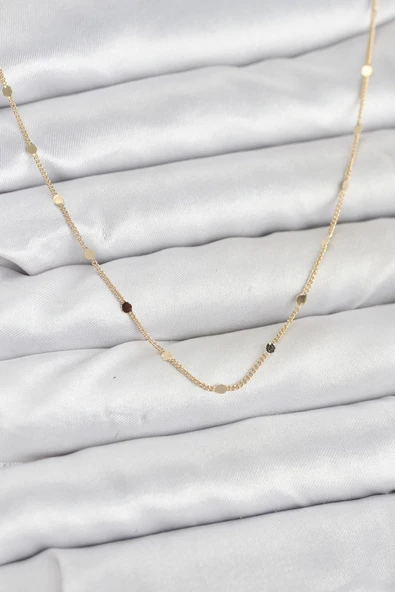 CM 14K Gold Renk Ezme Pul Model 60 cm Kadın Kolye ürün görseli 1