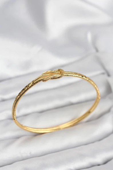 Pirinç Gold Renk Düğüm Model Kadın Kelepçe Bileklik ürün görseli 1