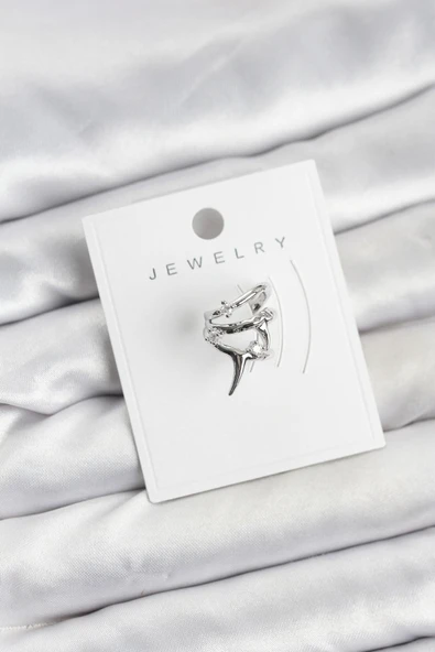 Gümüş Renk Pirinç Diken Model Kıkırdak Earcuff Küpe ürün görseli 1