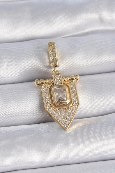 Pirinç Gold Renk Baget Zirkon Taşlı Ajda Charm ürün görseli 1
